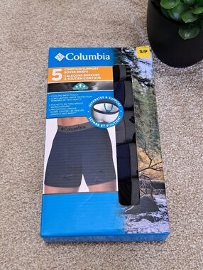 Columbia Men's Boxer Briefs 5 Pack Size Small Contour Support Black Grey Blue